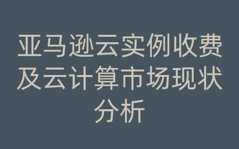 亚马逊云实例收费及云计算市场现状分析