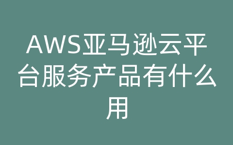 AWS亚马逊云平台服务产品有什么用