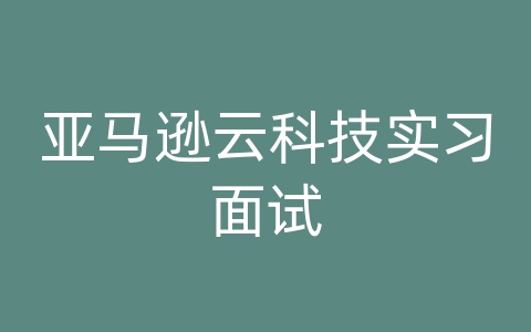 亚马逊云科技实习面试