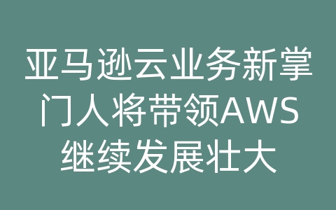 亚马逊云业务新掌门人将带领AWS继续发展壮大