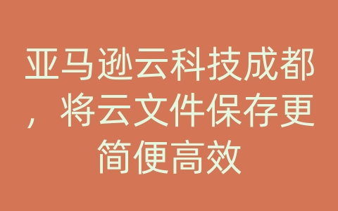 亚马逊云科技成都，将云文件保存更简便高效