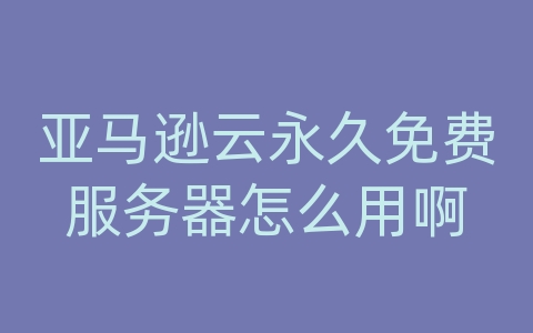 亚马逊云永久免费服务器怎么用啊