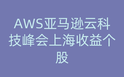 AWS亚马逊云科技峰会上海收益个股