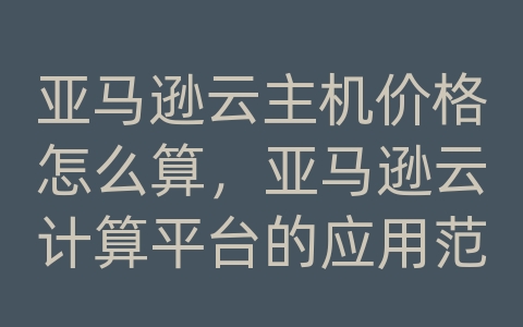 亚马逊云主机价格怎么算，亚马逊云计算平台的应用范围