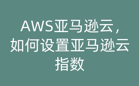 AWS亚马逊云，如何设置亚马逊云指数