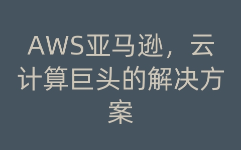 AWS亚马逊，云计算巨头的解决方案