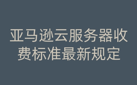 亚马逊云服务器收费标准最新规定