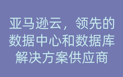 亚马逊云，领先的数据中心和数据库解决方案供应商