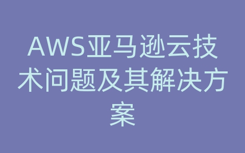 AWS亚马逊云技术问题及其解决方案