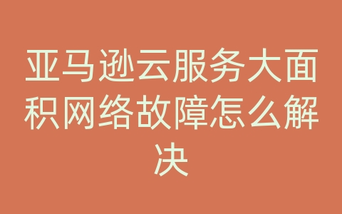 亚马逊云服务大面积网络故障怎么解决