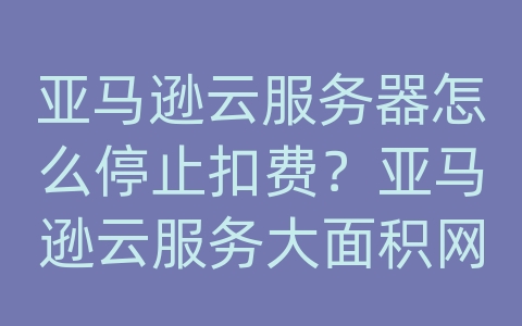 亚马逊云服务器怎么停止扣费？亚马逊云服务大面积网络故障怎么办？