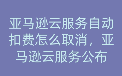 亚马逊云服务自动扣费怎么取消，亚马逊云服务公布