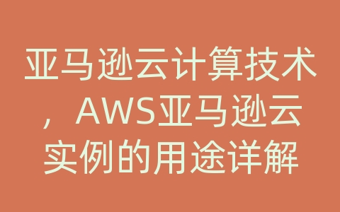 亚马逊云计算技术，AWS亚马逊云实例的用途详解