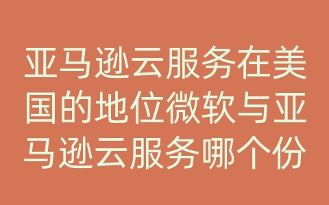 亚马逊云服务在美国的地位微软与亚马逊云服务哪个份额高