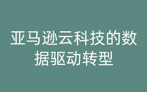 亚马逊云科技的数据驱动转型