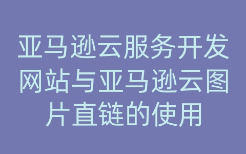 亚马逊云服务开发网站与亚马逊云图片直链的使用