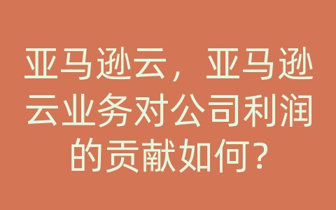 亚马逊云，亚马逊云业务对公司利润的贡献如何？