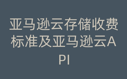 亚马逊云存储收费标准及亚马逊云API