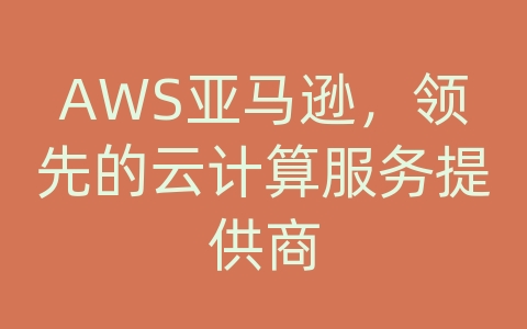 AWS亚马逊，领先的云计算服务提供商