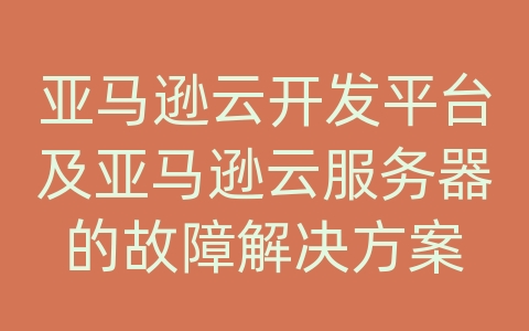 亚马逊云开发平台及亚马逊云服务器的故障解决方案