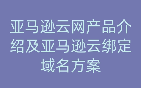 亚马逊云网产品介绍及亚马逊云绑定域名方案