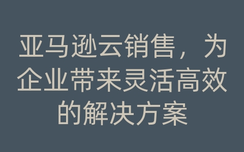 亚马逊云销售，为企业带来灵活高效的解决方案