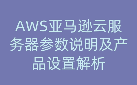 AWS亚马逊云服务器参数说明及产品设置解析