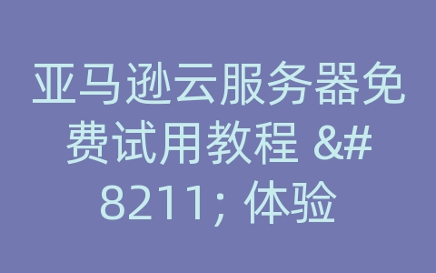 亚马逊云服务器免费试用教程 - 体验AWS亚马逊的强大产品与解决方案