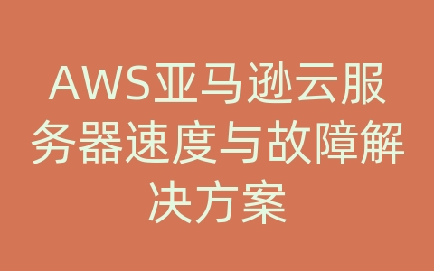 AWS亚马逊云服务器速度与故障解决方案