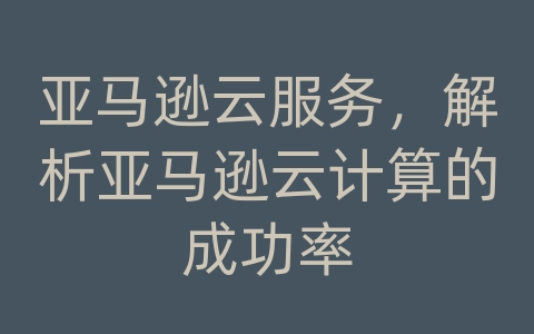 亚马逊云服务，解析亚马逊云计算的成功率