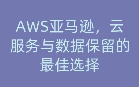 AWS亚马逊，云服务与数据保留的最佳选择