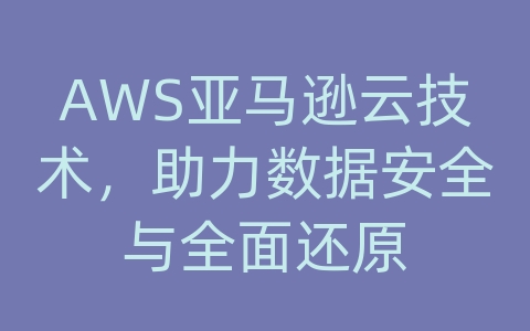 AWS亚马逊云技术，助力数据安全与全面还原