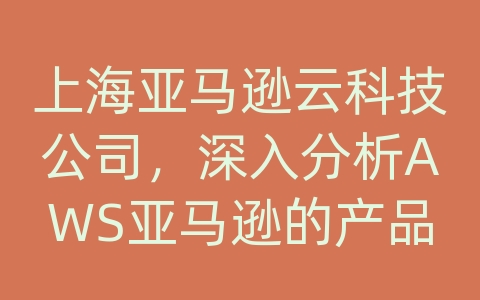 上海亚马逊云科技公司，深入分析AWS亚马逊的产品和解决方案