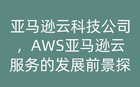 亚马逊云科技公司，AWS亚马逊云服务的发展前景探析