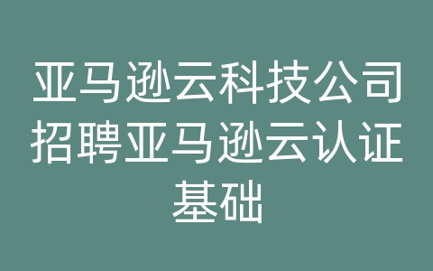 亚马逊云科技公司招聘亚马逊云认证基础