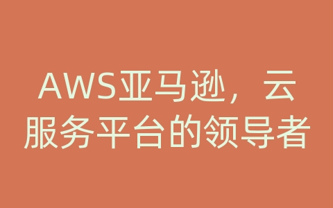 AWS亚马逊，云服务平台的领导者