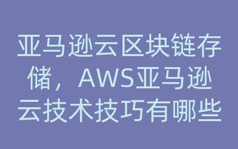 亚马逊云区块链存储，AWS亚马逊云技术技巧有哪些