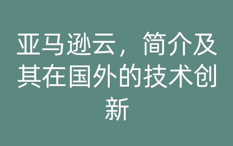 亚马逊云，简介及其在国外的技术创新