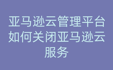 亚马逊云管理平台如何关闭亚马逊云服务