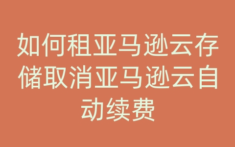 如何租亚马逊云存储取消亚马逊云自动续费