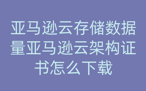 亚马逊云存储数据量亚马逊云架构证书怎么下载