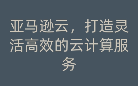 亚马逊云，打造灵活高效的云计算服务