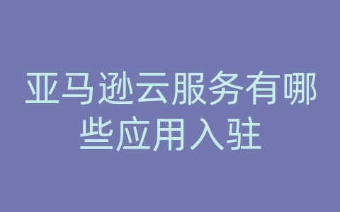 亚马逊云服务有哪些应用入驻