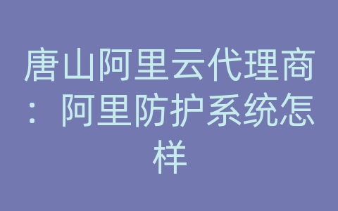 唐山阿里云代理商：阿里防护系统怎样