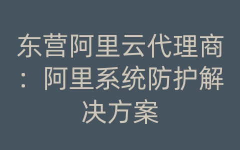 东营阿里云代理商：阿里系统防护解决方案