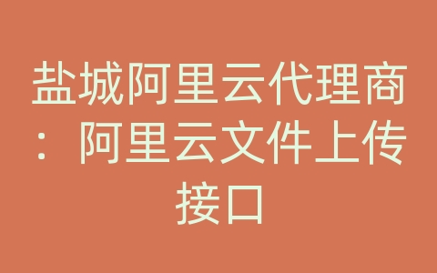 盐城阿里云代理商：阿里云文件上传接口