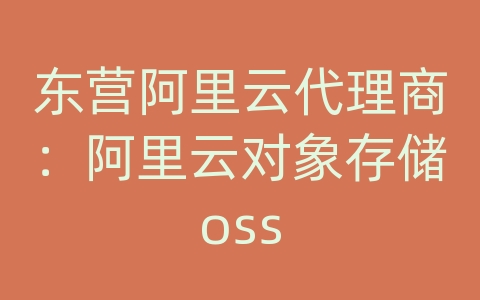 东营阿里云代理商：阿里云对象存储oss