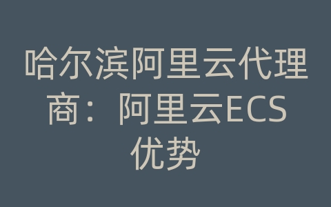 哈尔滨阿里云代理商：阿里云ECS优势