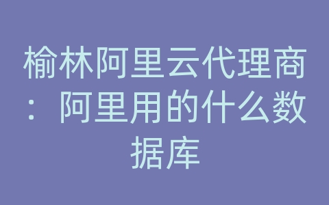 榆林阿里云代理商：阿里用的什么数据库