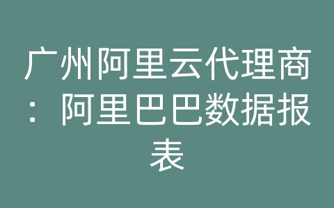 广州阿里云代理商：阿里巴巴数据报表